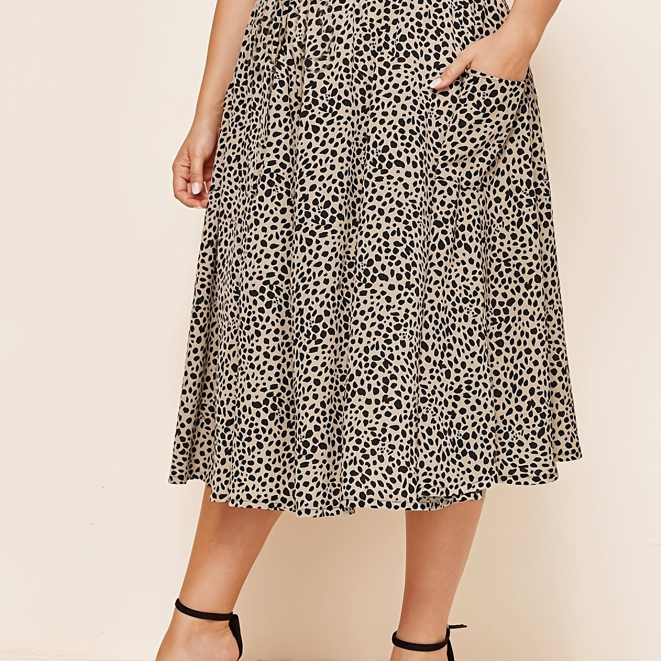 Women's Leopard Print Flared Skirt with Drawstring Waist A-Line Casual Wear