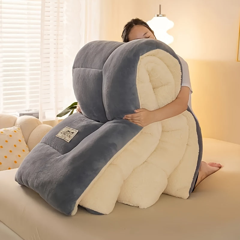 All-Season Thick Quilted Fleece Blanket Microfiber Plush Breathable Solid Color