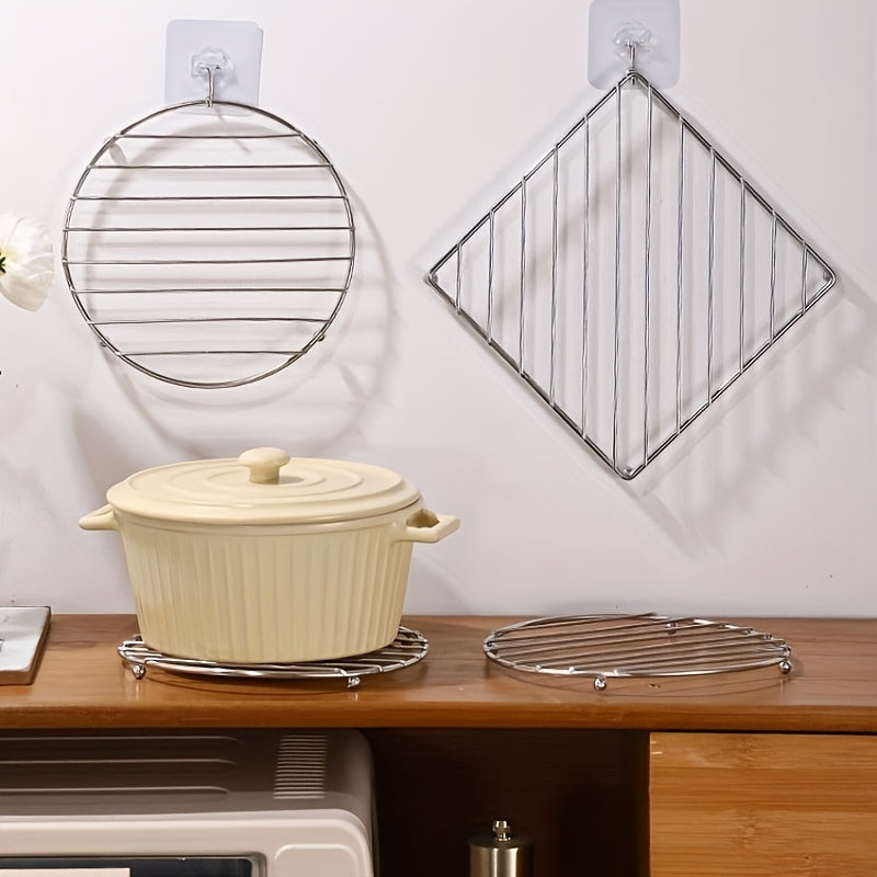 Two-Pack Stainless Steel Heat-Resistant Pot Holders Square Kitchen Mats for Pans Casseroles