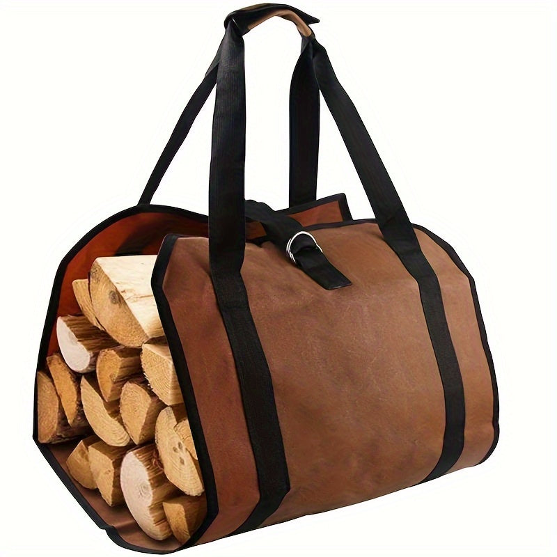Durable Canvas Log Carrier Bag Collapsible Firewood Tote for Camping and Fireplace