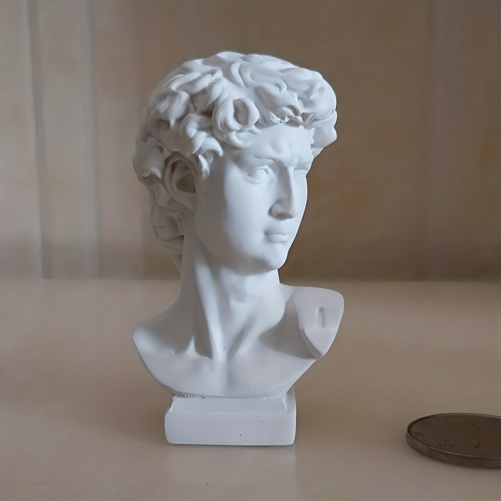 White Resin Greek Bust Sculpture 7cm Decorative Home Office Collection