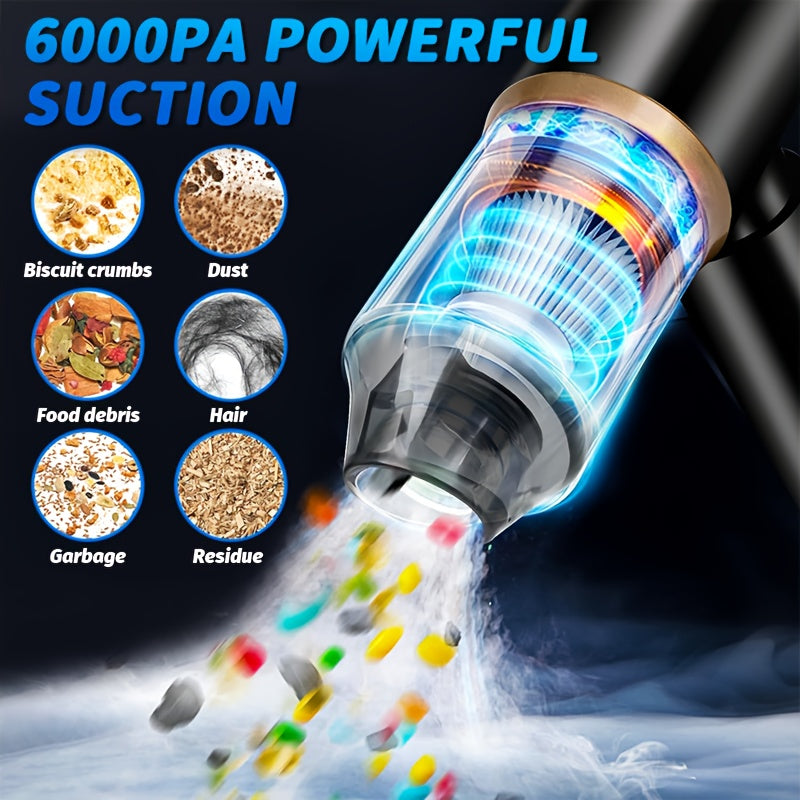 Беспроводной набор автомобильных пылесосов с мощностью всасывания 6000PA и 7 аксессуарами