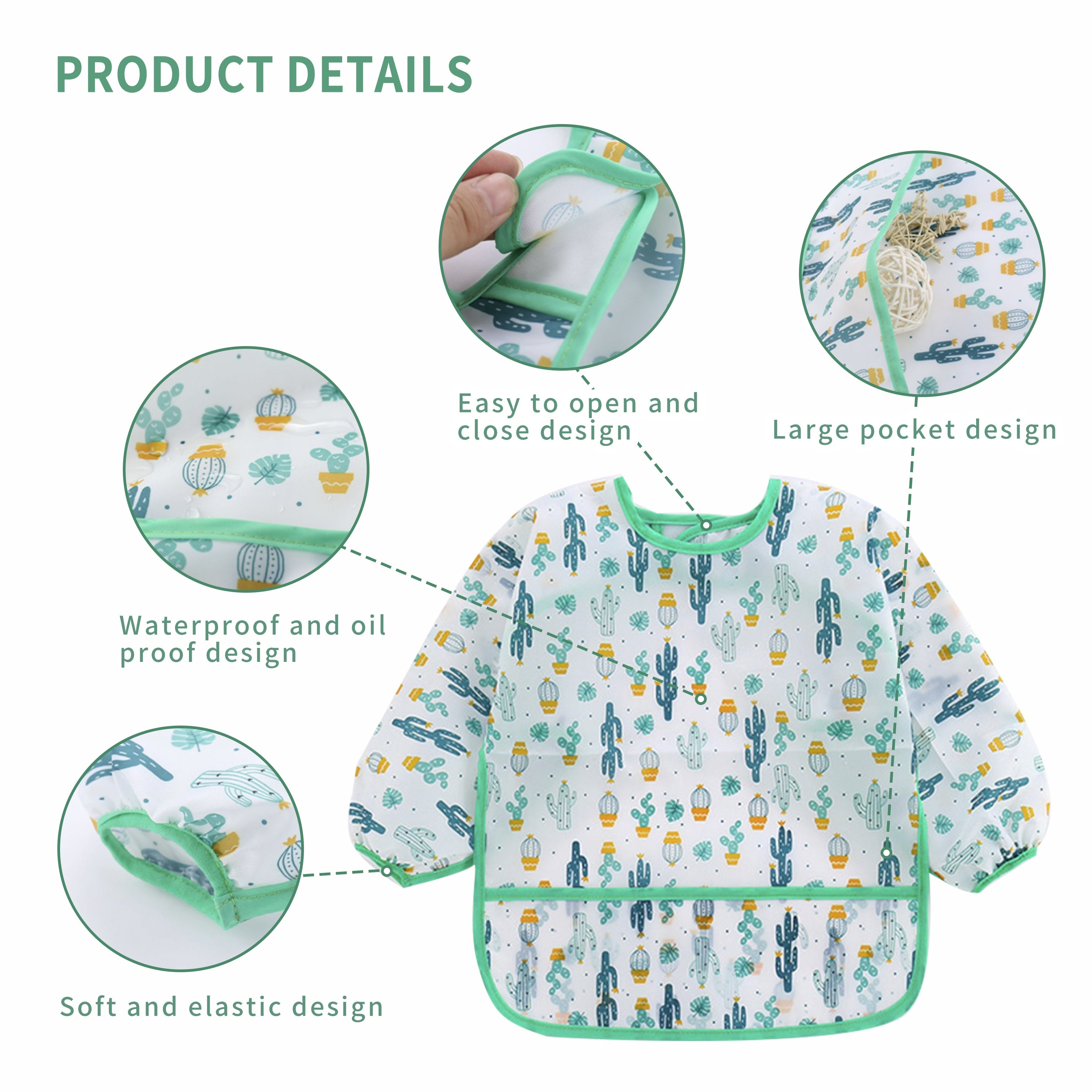 Baby Waterproof Cartoon Feeding Bib Washable Smock for Kids Easter Gift