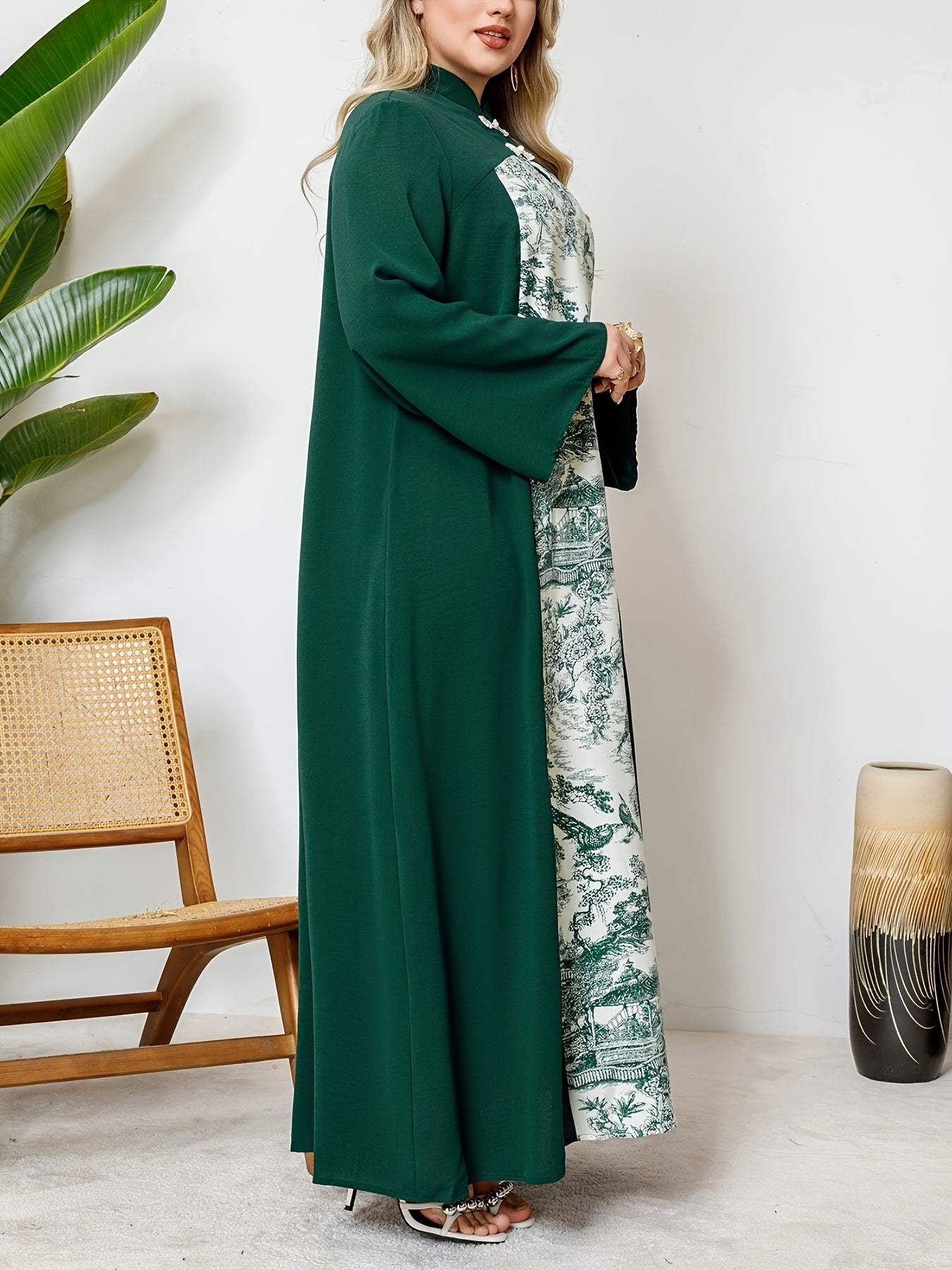 Women's Mandarain Collar Tunic Dress Polyester All-Season Loose Fit