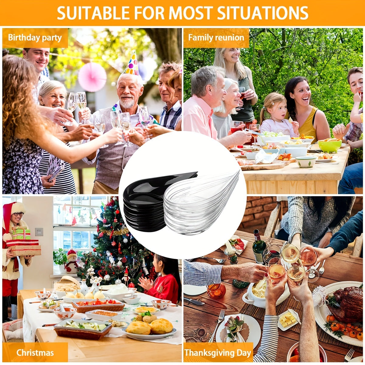 Juego de 10 mini cucharas de postre para sushi con plato oscilante para bodas 10cm