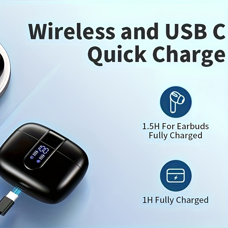Wireless Earbuds with 60H Playback Noise Cancelling Touch Control Rechargeable Battery