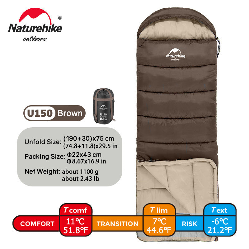 Thermal Envelope Sleeping Bag with Hood for 1 Person 20-39°F Polyester Synthetic