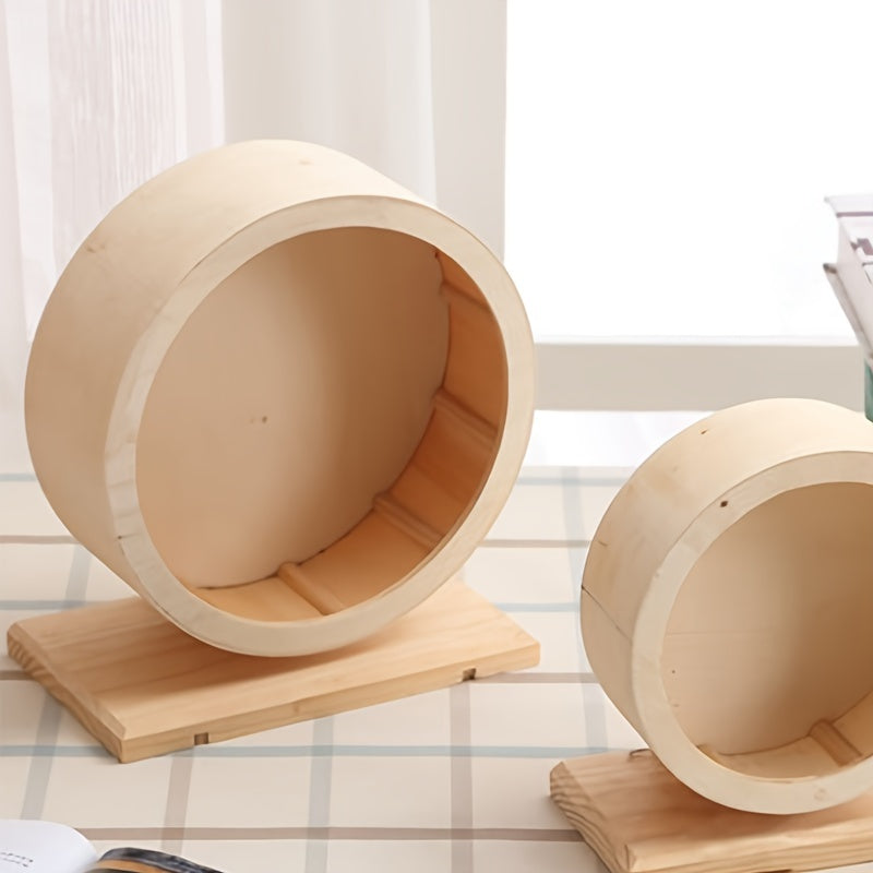 Безмолвное деревянное колесо для упражнений для мелких домашних животных способствует здоровым физическим нагрузкам и умственной стимуляции. Идеально подходит для хомяков, песчанок, мышей и морских свинок.