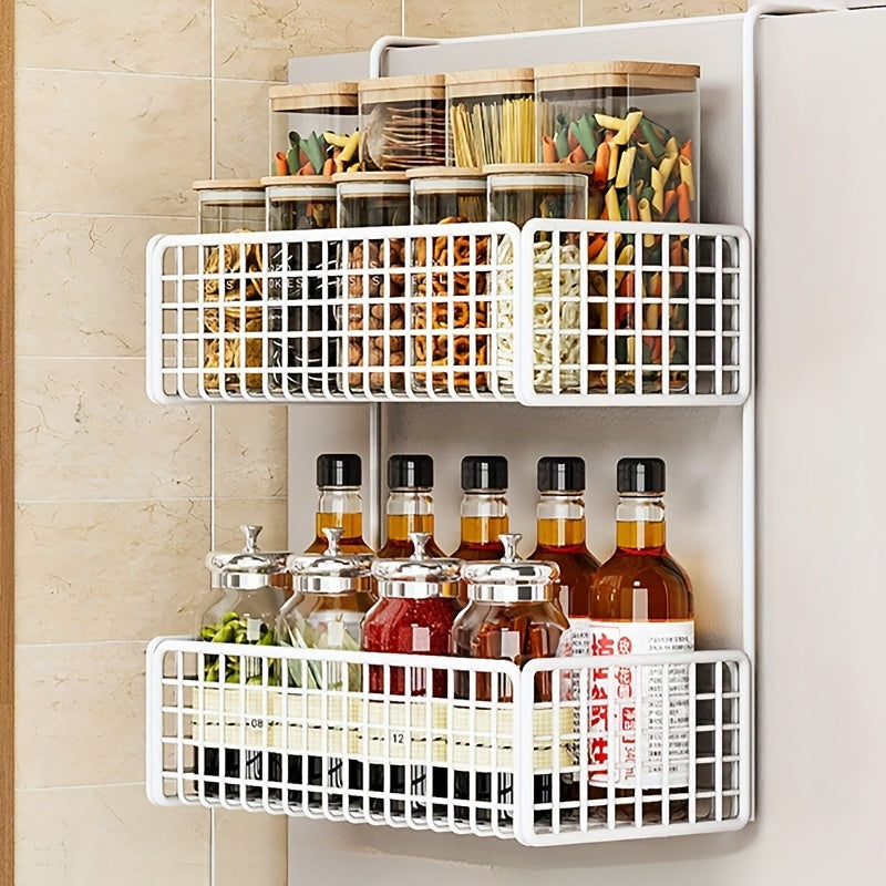 Estante de almacenamiento de cocina de metal de múltiples capas con soporte para film transparente y montaje en pared
