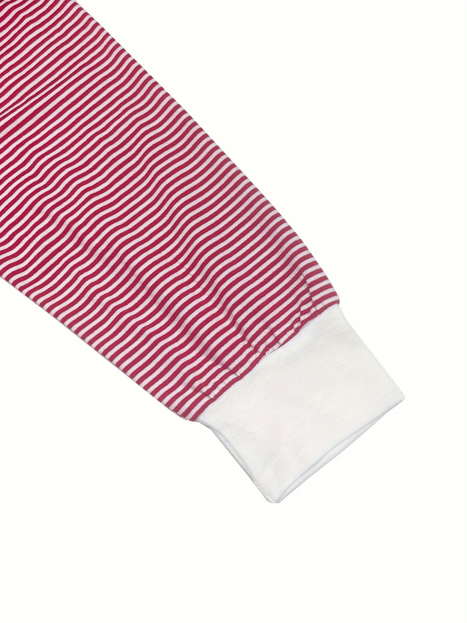 Women's Knit Striped Pajama Set Long Sleeve V-Neck Drawstring Fall Winter Lounge