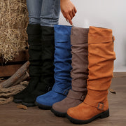 Women's Knee-High Slouch Boots Fabric Round Toe Block Heel All-Season