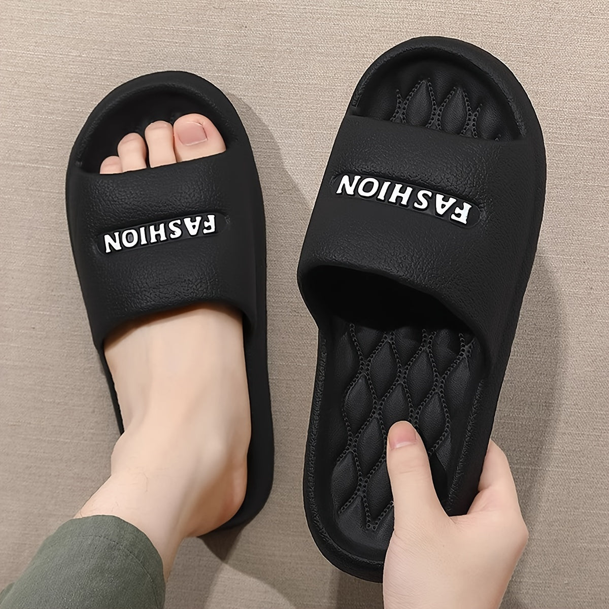 Black EVA Slides for Men and Women Non-Slip Odor-Resistant Indoor Outdoor