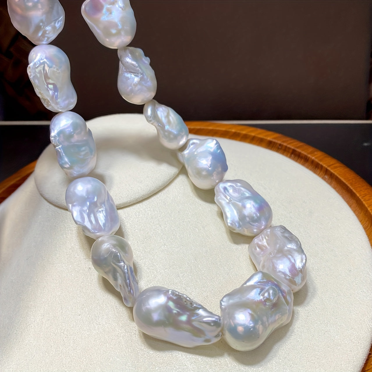 Large Baroque Freshwater Pearl Necklace with Irregular Chain for Women
