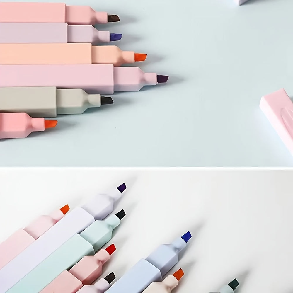 6 dona kvadrat tayoq belgilovchi markerlar, maktabga qaytish uchun kawaii ofis jihozlari, turli ranglarda