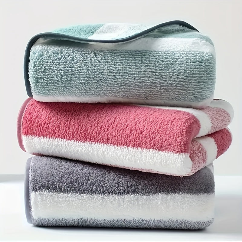 6-Piece Set of Soft Quick-Dry Striped Towels with High Absorbency for Home Spa Beach Gym