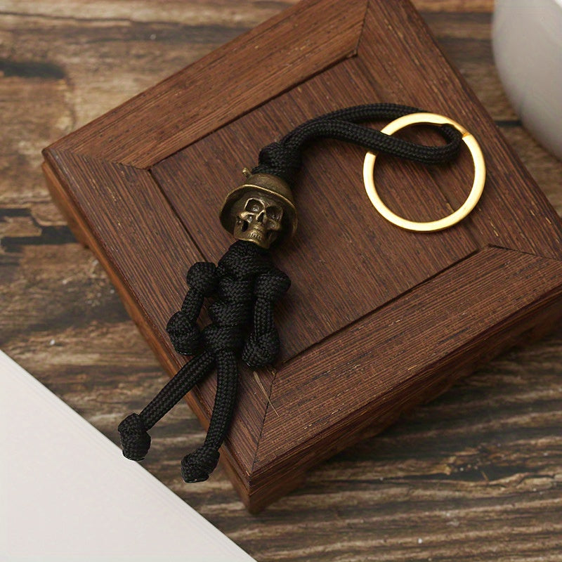 Unique Handmade Paracord Keychain with Skull Head Soldier Pendant Outdoor EDC Tool