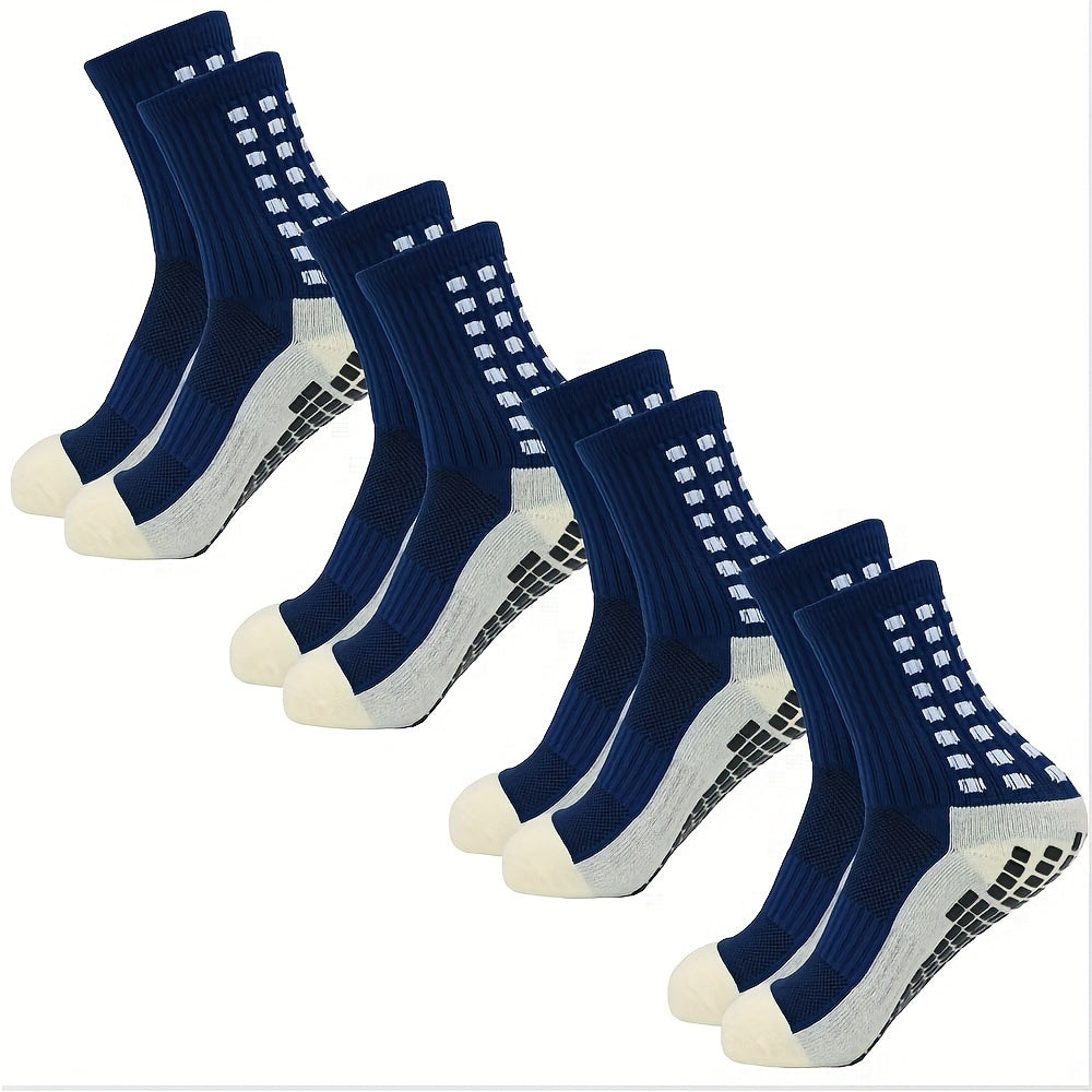 Men's Football Socks 4 Pairs Knit Polyester Terry Bottom Anti-Slip Wear-Resistant