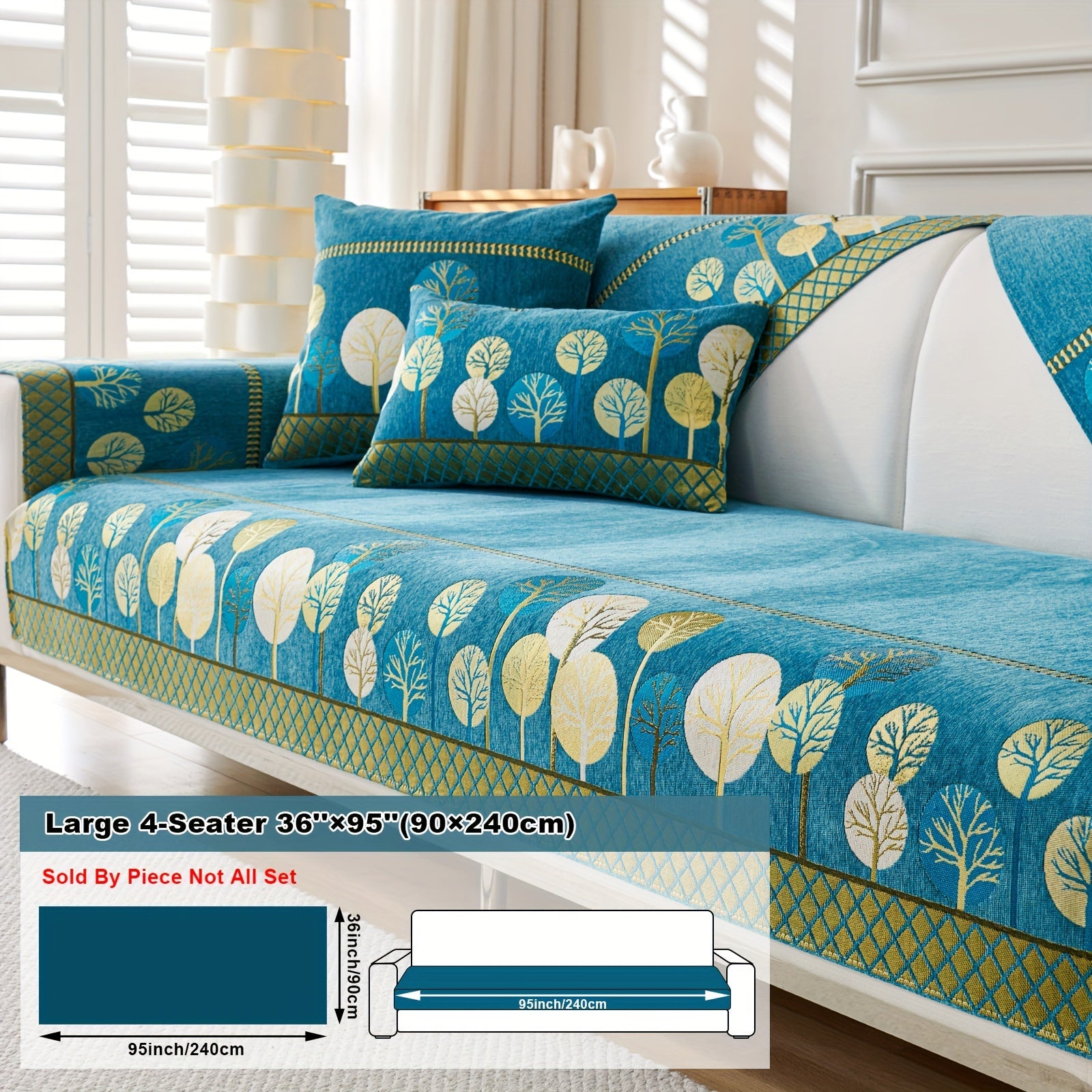 Boho Style Sofa Cushion with Moon and Tree Design Chenille All-Season Pet-Friendly Soft Modern