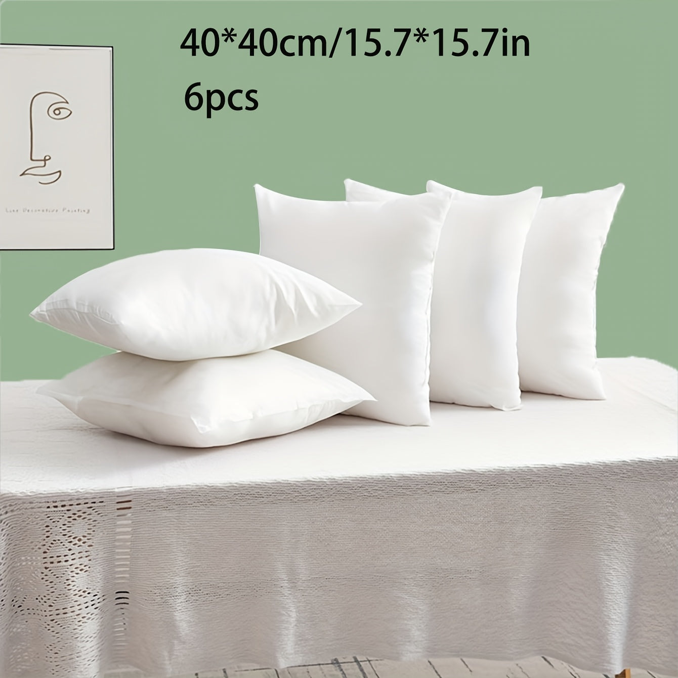White High-Elasticity Pillow Inserts for Sofa Bed Patio Decor Set of 6