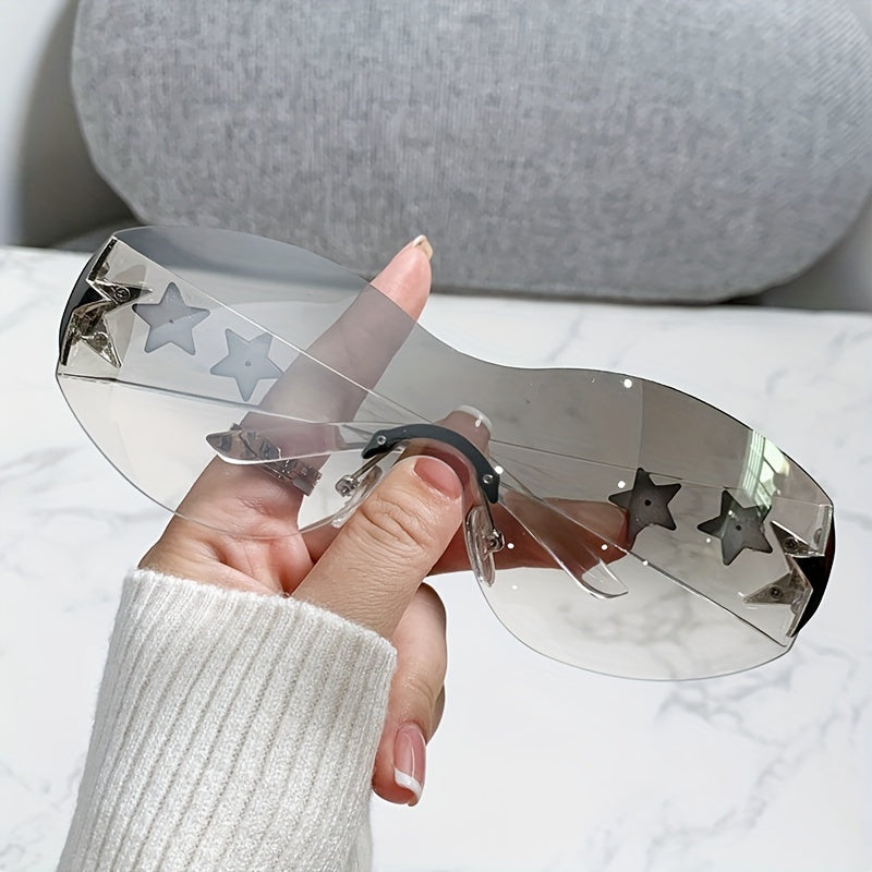 Women's One-Piece Star Rimless Gradient Sunglasses for Cycling Beach Parties