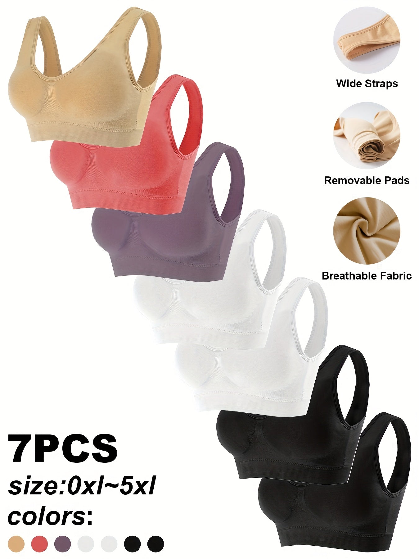 Plus-Size Wireless Sports Bra Compression Seamless Cross-Back Removable Pads