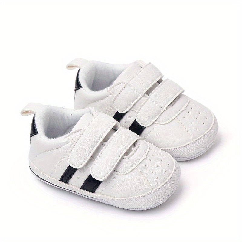 Baby Girls Striped First Walkers Sneakers Low Top Microfiber Leather Rubber Sole All-Season