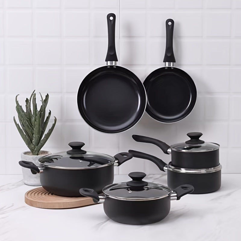 15-Piece Nonstick Cookware Set with Ceramic Finish Aluminum Soup Pot Frying Pans
