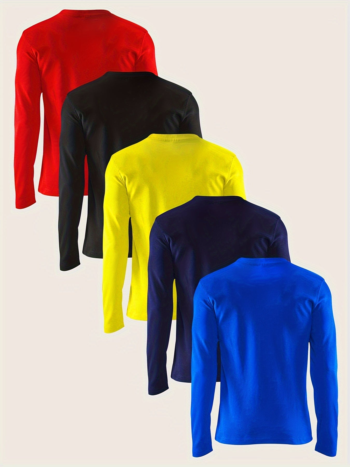 Мужской комплект спортивных футболок с длинным рукавом, 5 штук, дышащие, быстро сохнущие, увеличенный размер