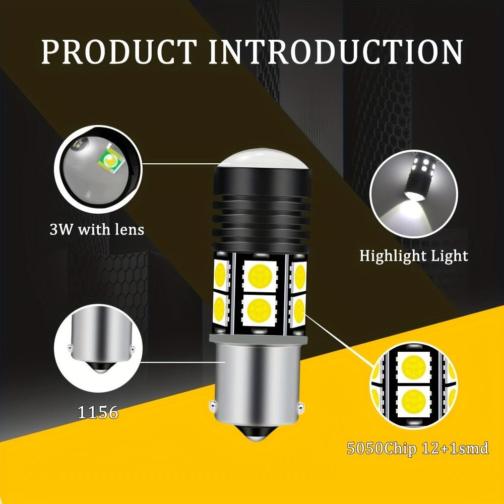 2 Pack White LED Brake Light Bulbs 1156 P21/5W Turn Signal Reverse