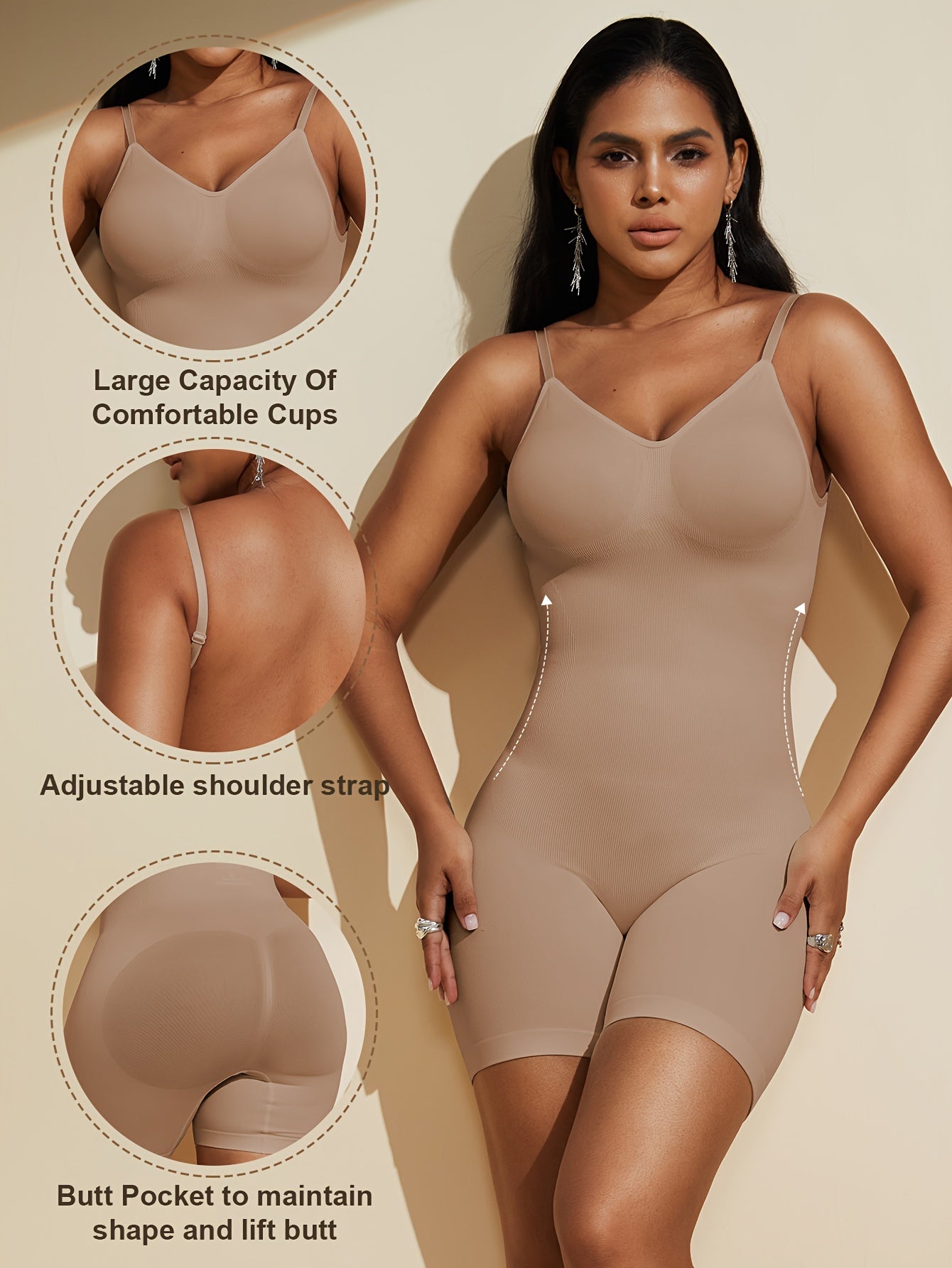 Cuerpo moldeador sin costuras con espalda abierta para adelgazar y levantar, control de abdomen y realce de glúteos, bodysuit