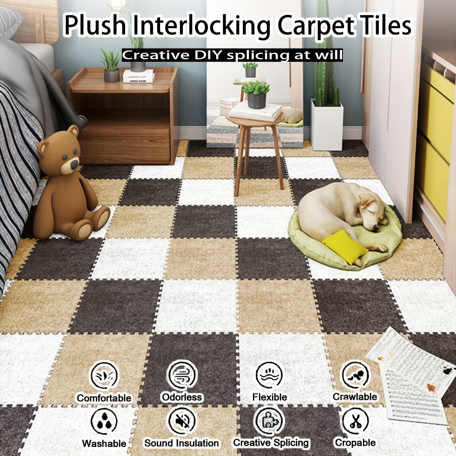 Set of 30/50 Interlocking Foam Floor Mats Square Carpet Area Rug Anti-Slip Seat Pads