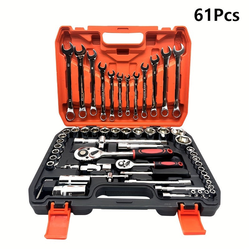 Stainless Steel Automotive Repair Tool Kit with Quick Ratchet Wrenches for Motorcycle and Bicycle Maintenance 53/82/121/151 Pieces