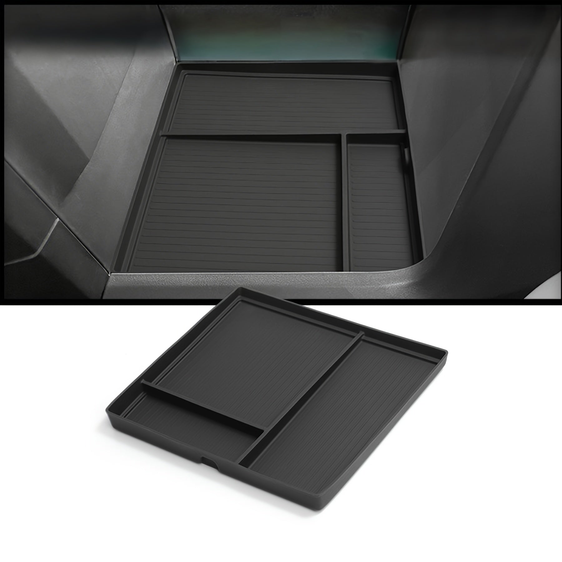 Universal Silicone Car Center Console Organizer Non-Slip Multi-Compartment Black