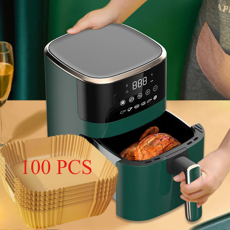 100 Non-Stick Disposable Parchment Paper Liners for Air Fryers, Oil-Proof, Absorbent, 70 Count