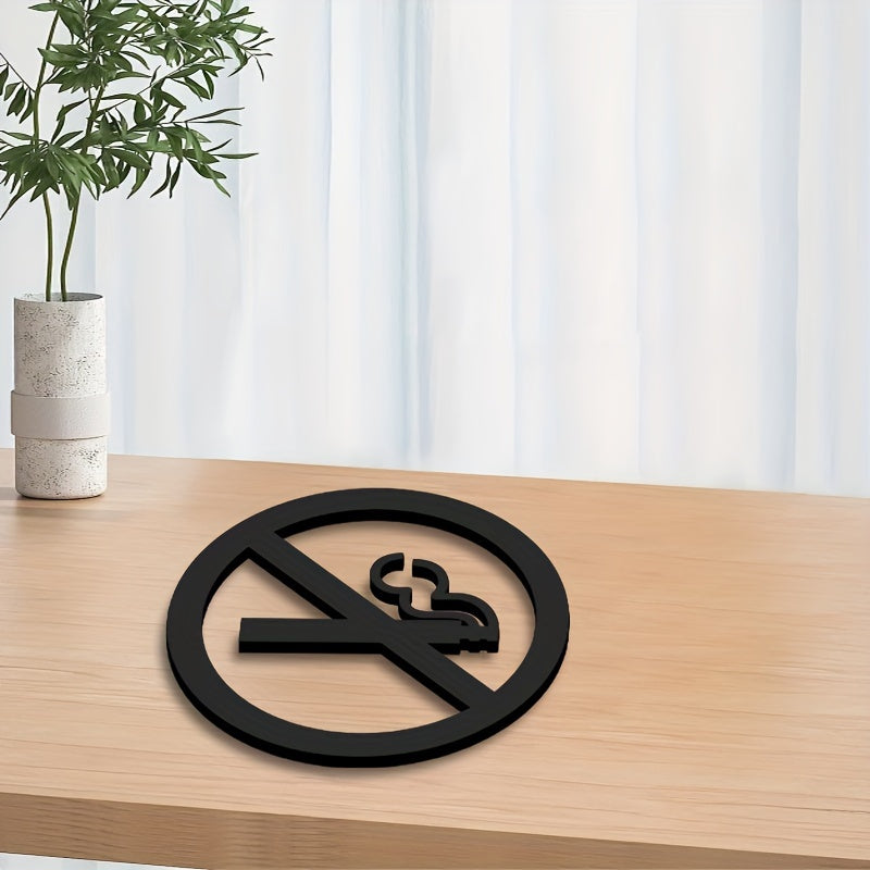 Acrylic No Smoking Sign Black for Restaurants Malls Public Areas Door Mount