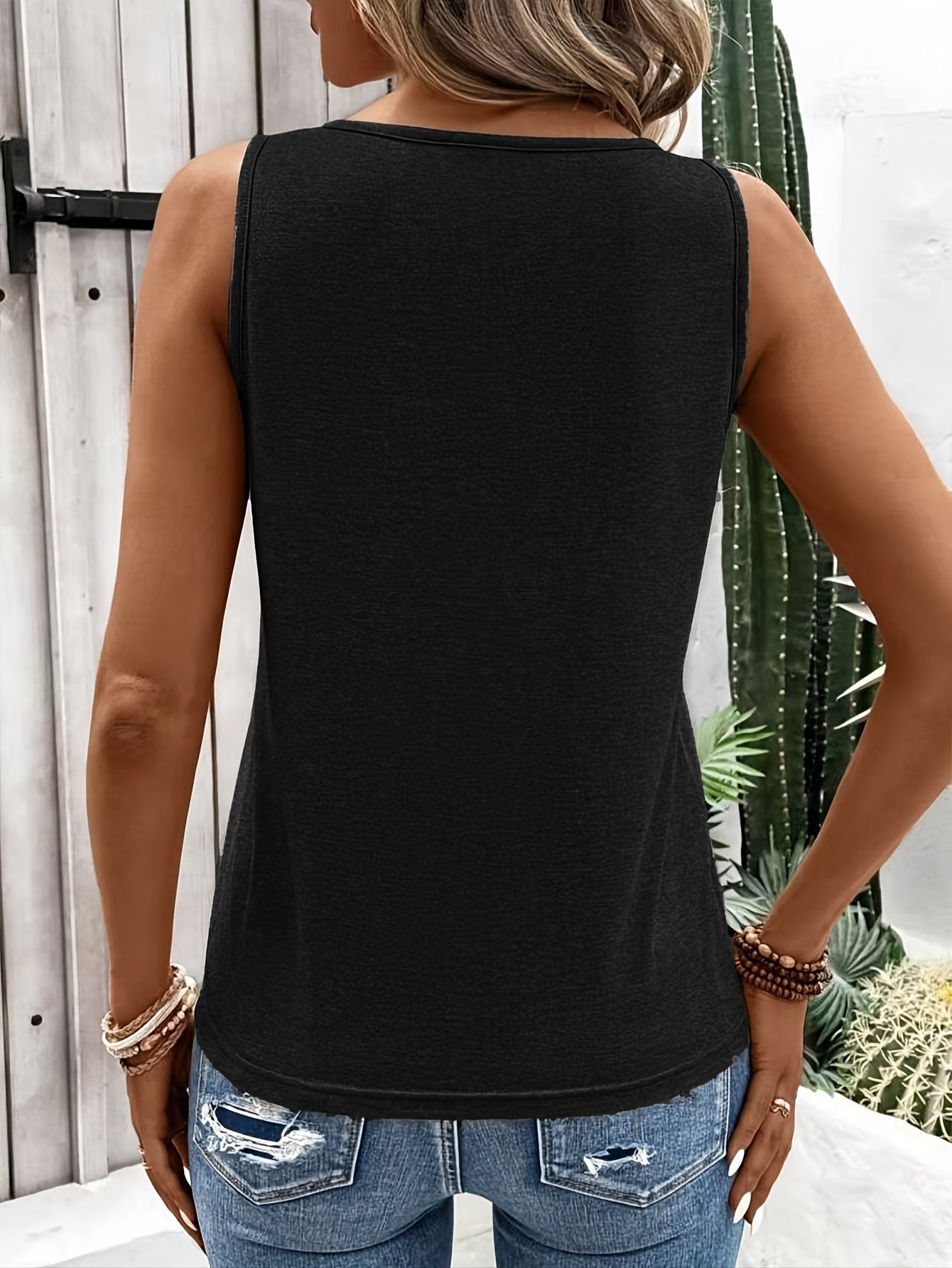 Plus Size Women Sleeveless Solid Color Vest Casual Fashion