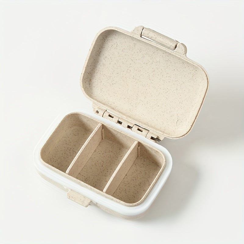 Caja de medicina mini portátil y colorida, a prueba de humedad, con organizador de 3 compartimentos