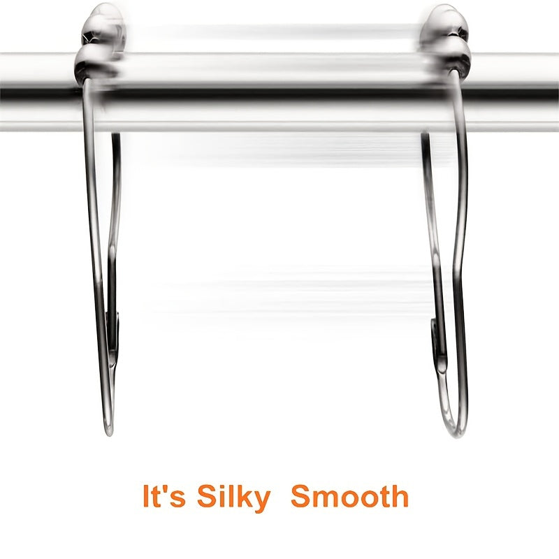 Nickel Shower Curtain Rings Set of 12 Rust-Resistant Metal Bathroom Curtain Holders