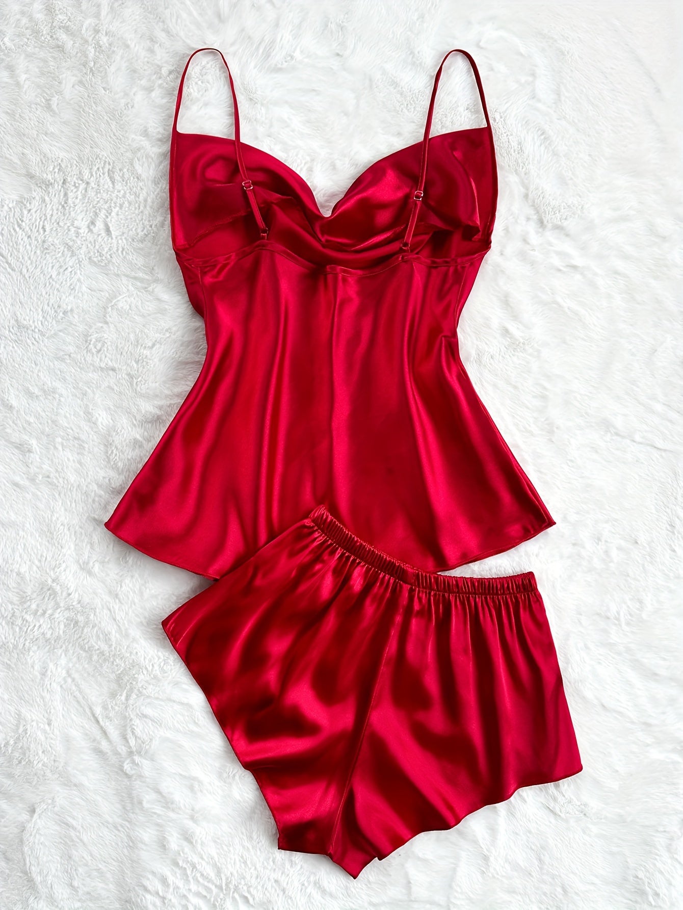 Conjunto de pijama de satén para mujer con top sin espalda y pantalones cortos para ropa de noche de verano