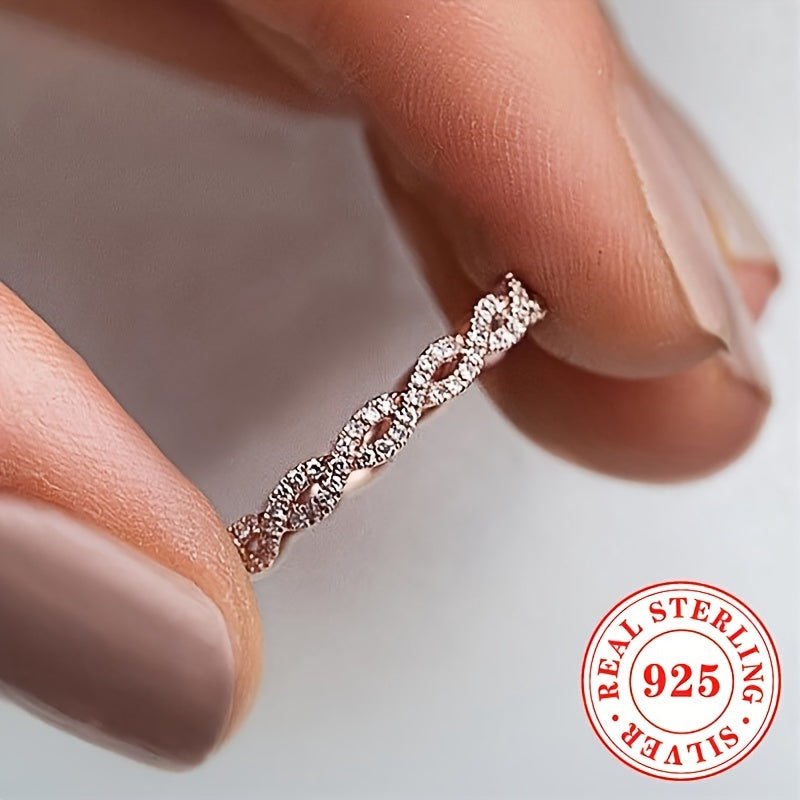 Sterling Silver Bridal Ring Set with Synthetic Zirconia Cross Infinity Design for Women