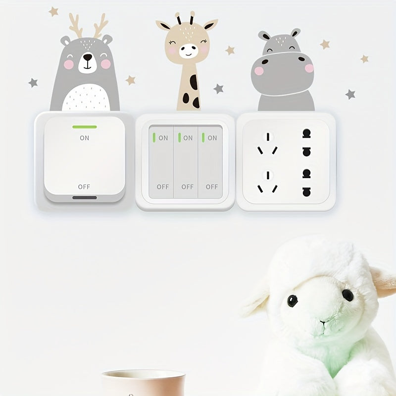 12 Cartoon Animal Wall Stickers for Kids Room Decor Lions Elephants Rabbits Set