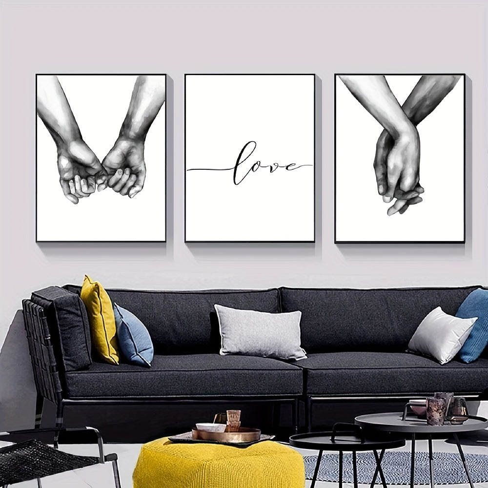Black and White Canvas Wall Art Set of 3 for Home Decor No Frame Included