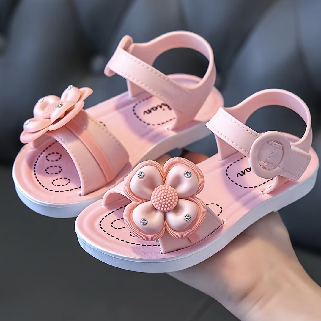 Girls' Floral Sandals for Kids 1-5 Years Non-Slip Soft Sole Summer Beach Shoes