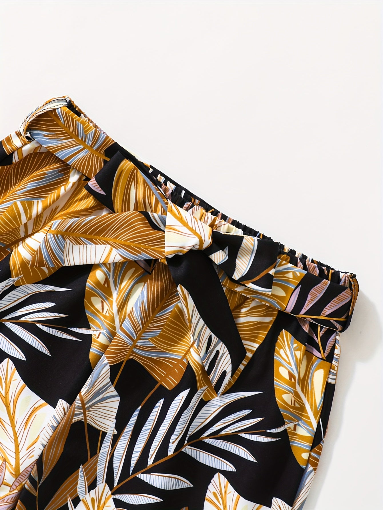 Girls Summer Beach Outfit Set Floral Flare Pants and Vest Polyester Summer Fashion