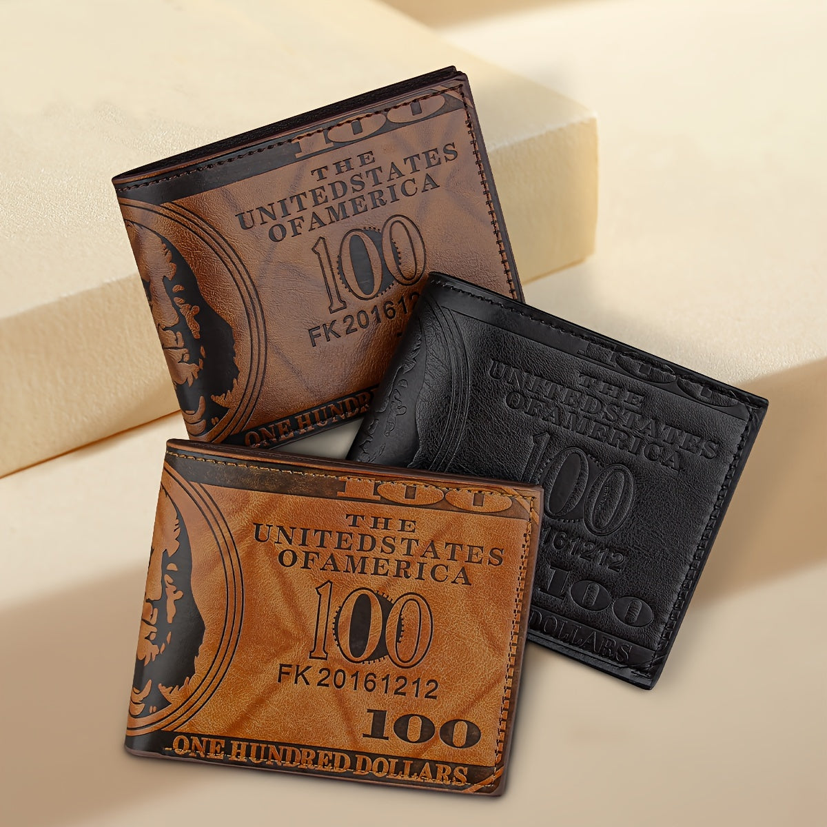 Кошелек из искусственной кожи в винтажном стиле с дизайном купюры в 100 долларов, с несколькими слотами для карт, двойной складкой, короткий кошелек черного цвета.