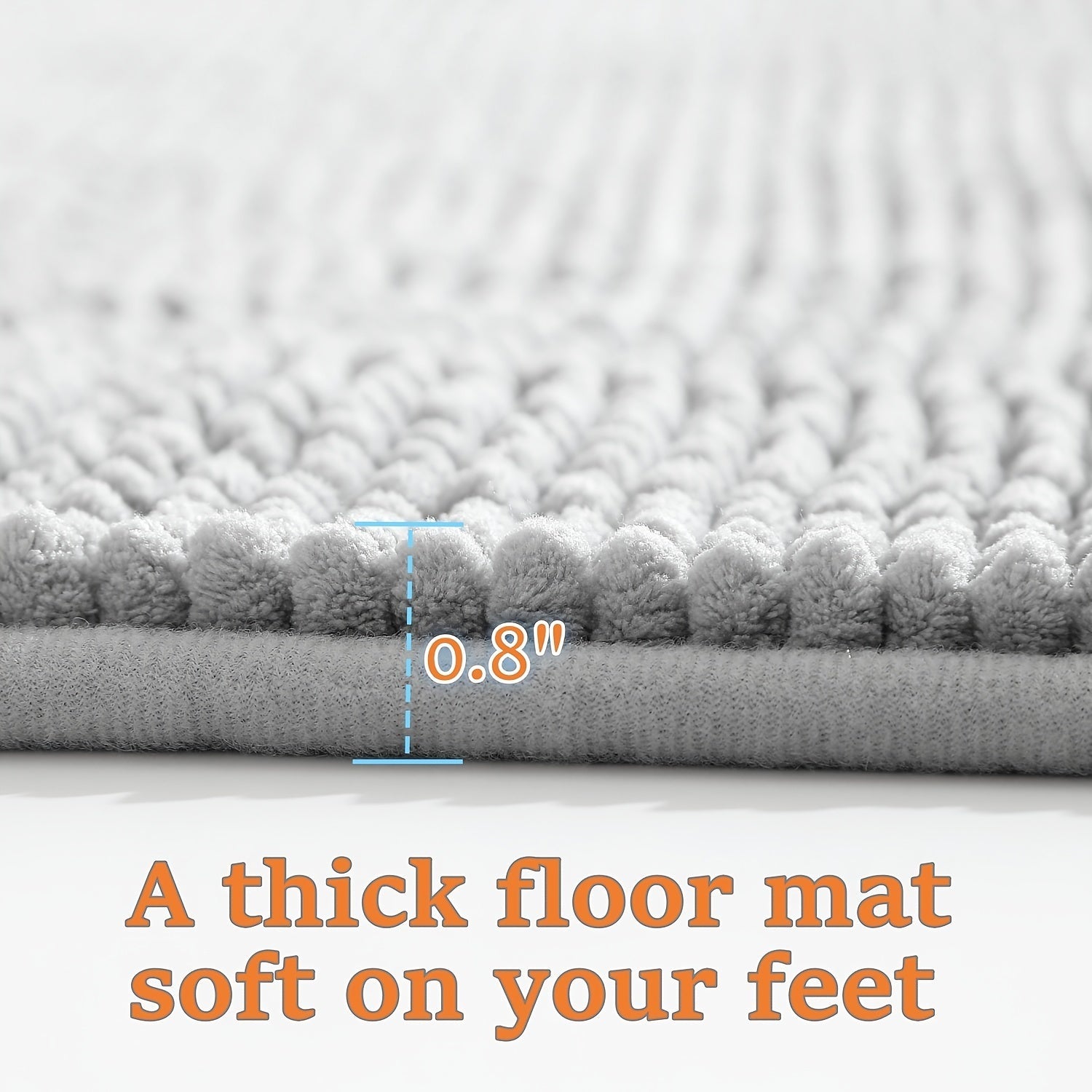 Luxurious Chenille Bath Mat 2cm Thick Non-Slip Absorbent Quick-Dry