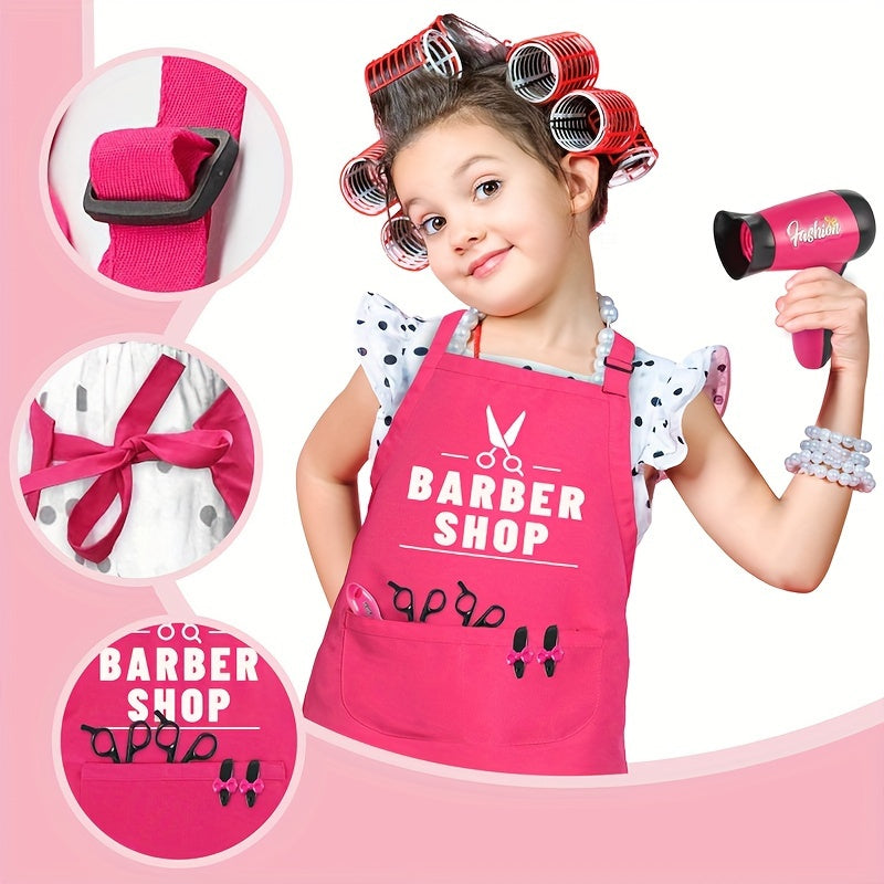 17-Piece Girls' Beauty Salon Set with Haircut Toys and Styling Accessories