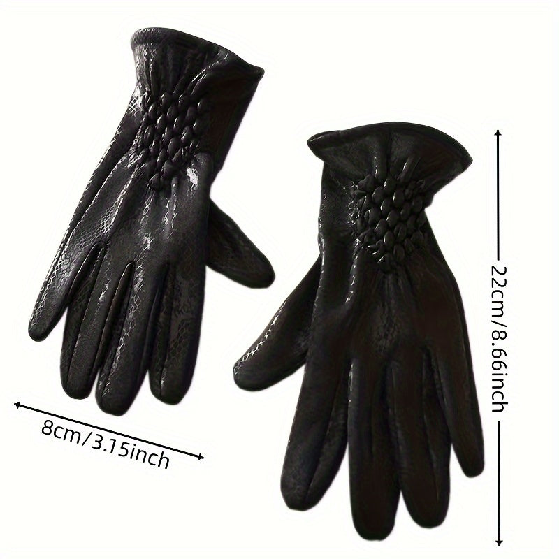 Women's Snake Pattern Warm Coldproof Gloves for Winter Outdoor Activities