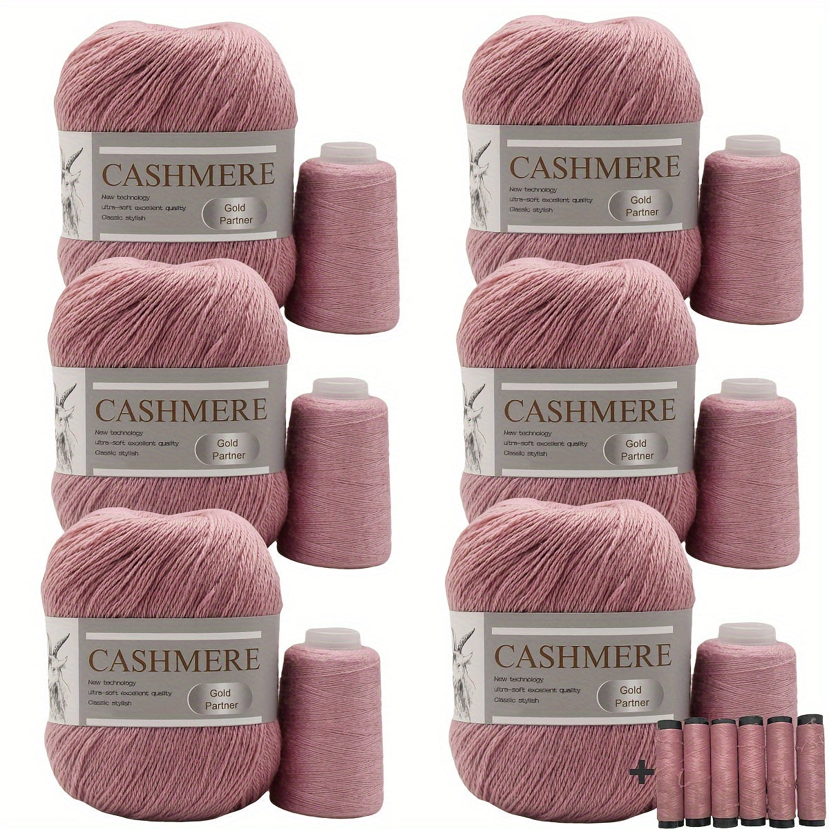 Luxurious Cashmere Yarn Set for Knitting and Crocheting Multicolored 6-Pair Bundle