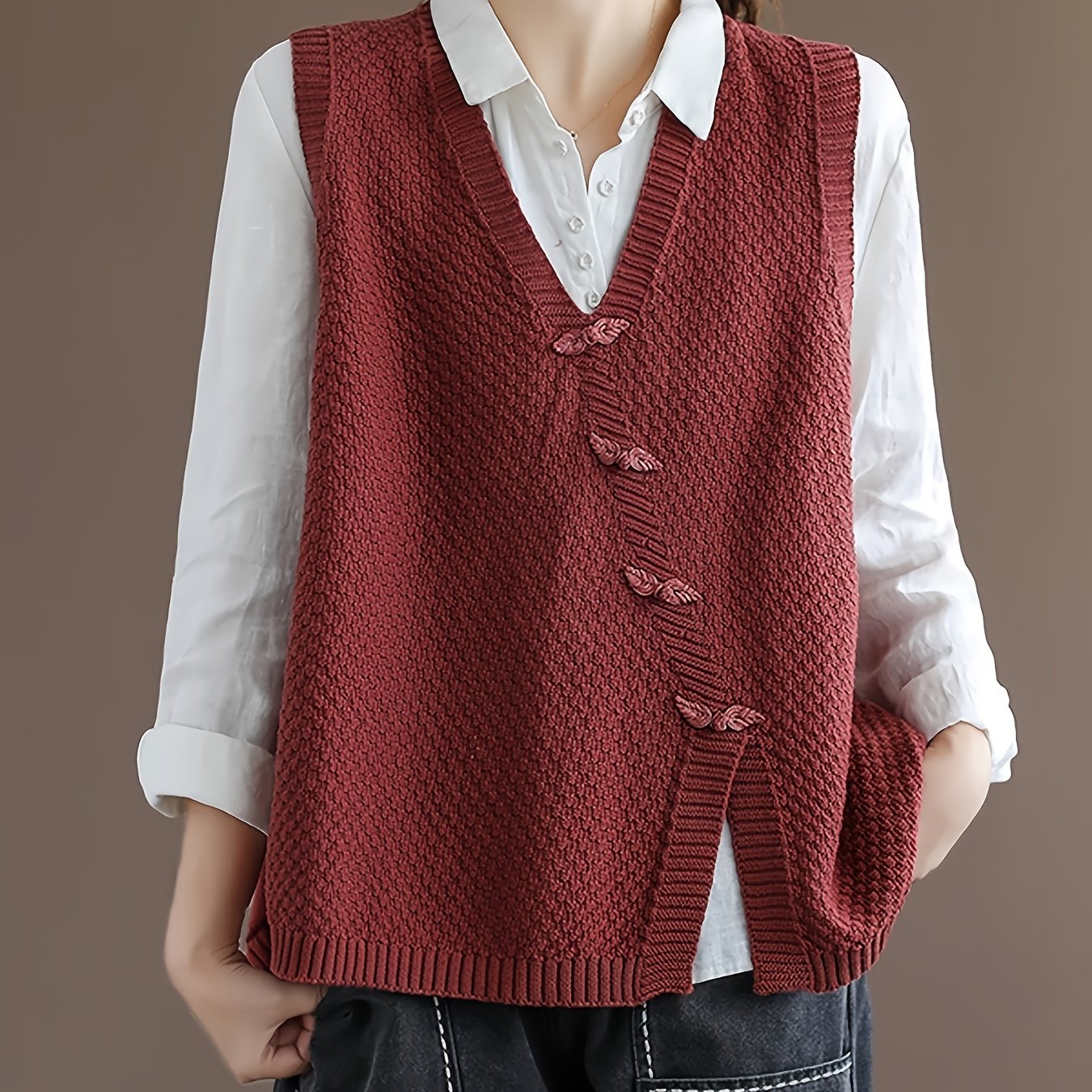 Ayollar uchun Sariq Mustard V-yuzi Kardigan Kiyim Yengil Kundalik Qavatli Layering